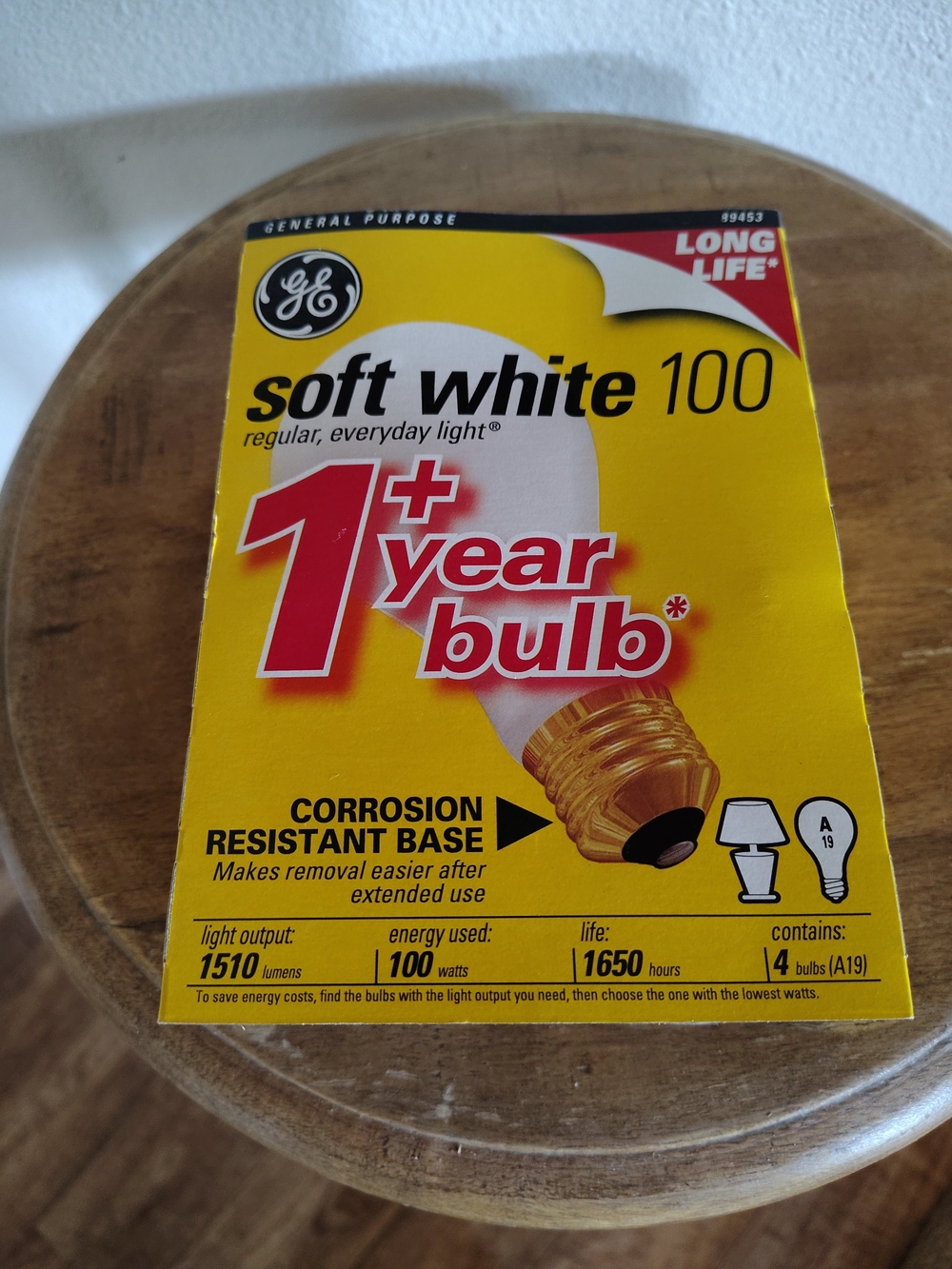 GE Soft White 100W Long Life Light Bulbs - 4 Pack